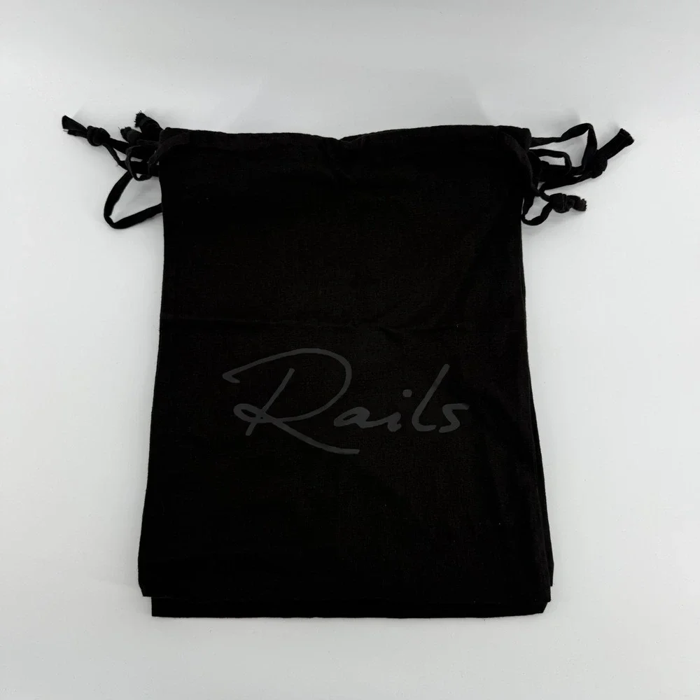 Rails Black Cotton Drawstring Dust Bag Set of 3 Logo Storage Pouches 11.5x14.5in